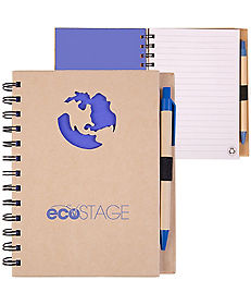 Promotional Gift Sets: Recycled Ecoshapes Recycled Die Cut Notebook: Globe